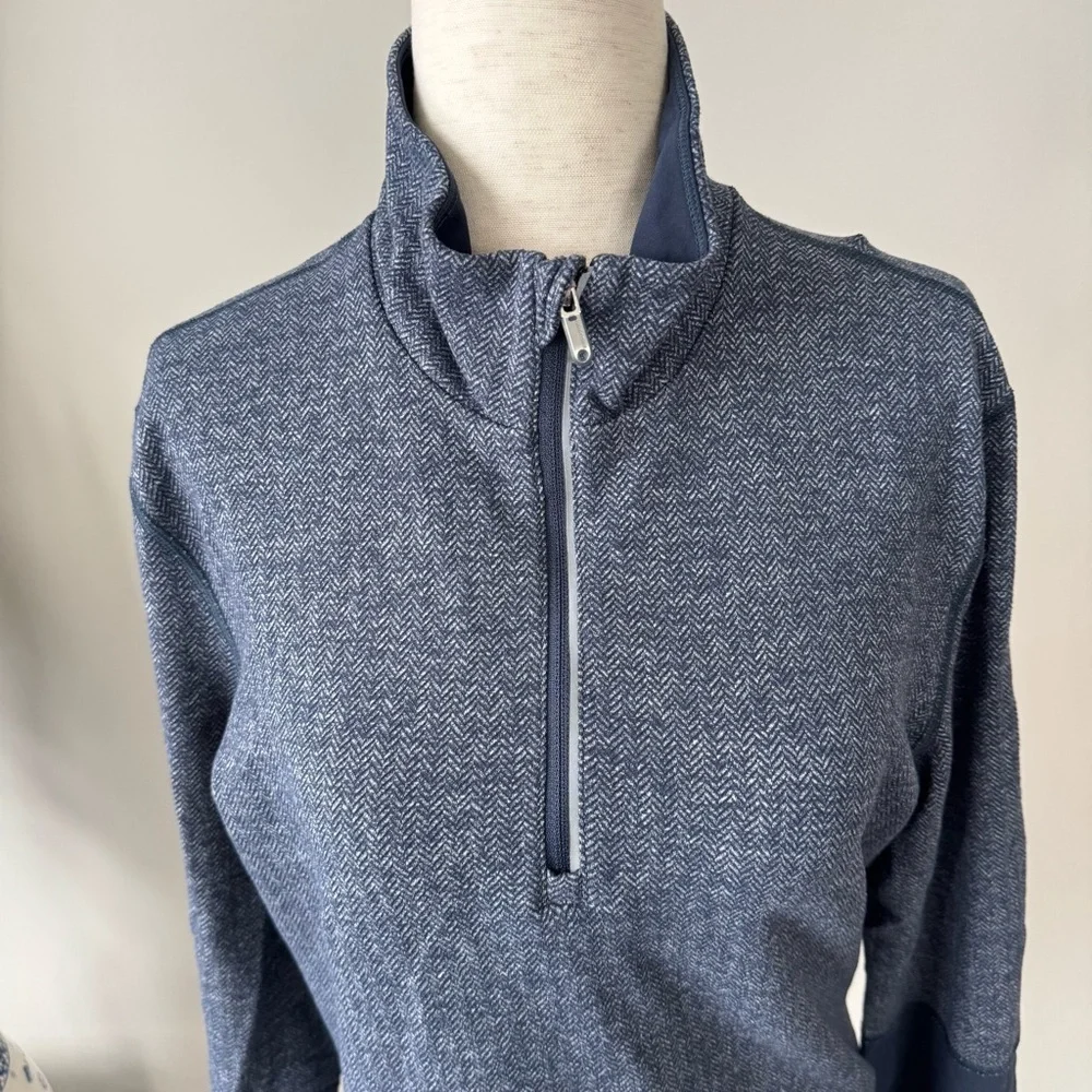 Lululemon 🍋 Speed 1/2 Zip pullover in a blue iris herringbone Rulu fabric